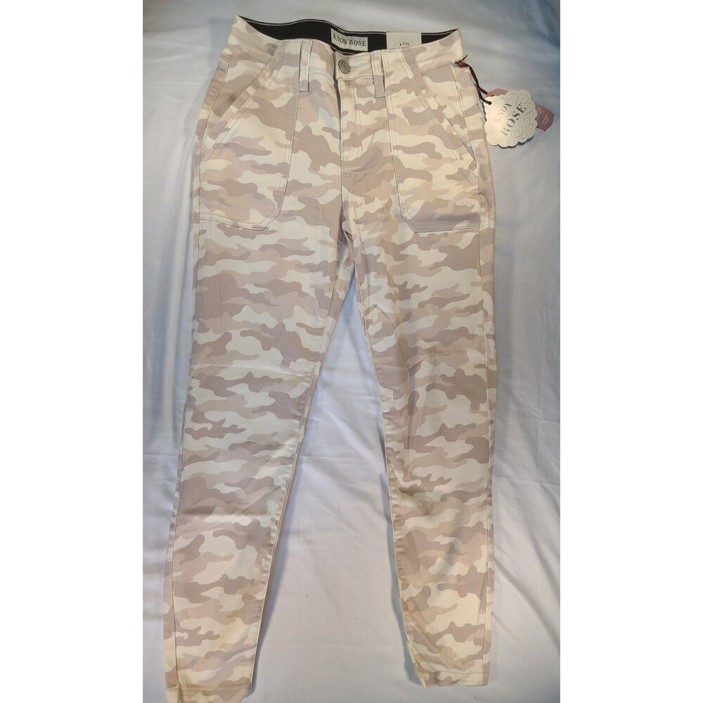 Knox Rose Womens Size 4 Mid Rise Ankle Skinny Pants Tan Camo Print NWT